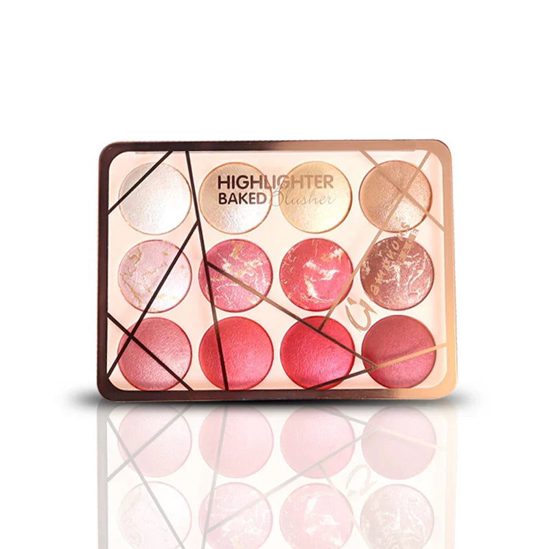 Glamorous Face 12 Color Highlighter & Blush On Palette Glamorous Face