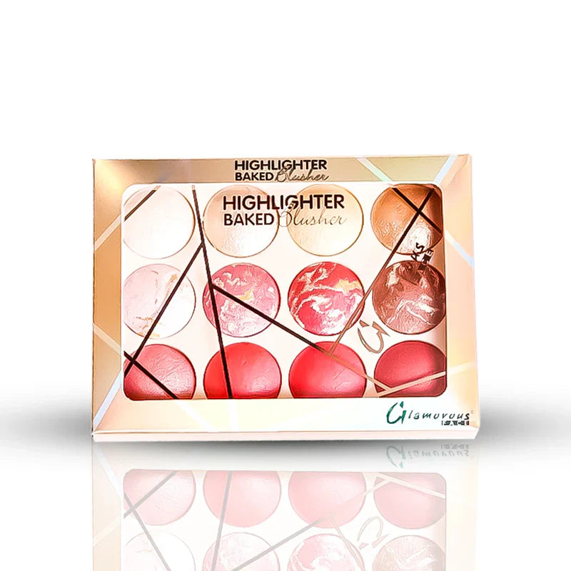 Glamorous Face 12 Color Highlighter & Blush On Palette Glamorous Face