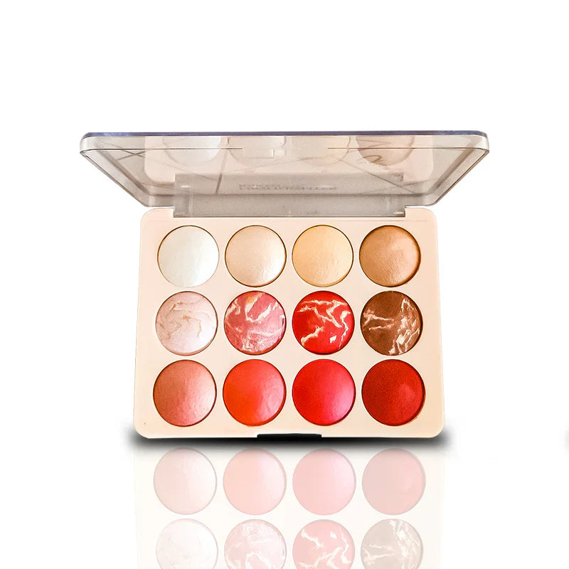 Glamorous Face 12 Color Highlighter & Blush On Palette Glamorous Face