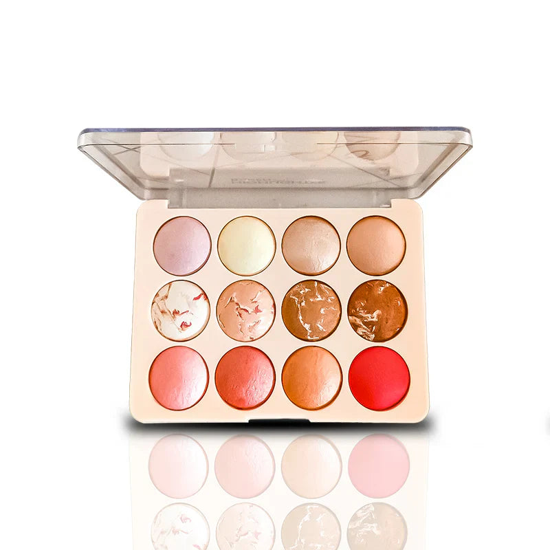 Glamorous Face 12 Color Highlighter & Blush On Palette Glamorous Face