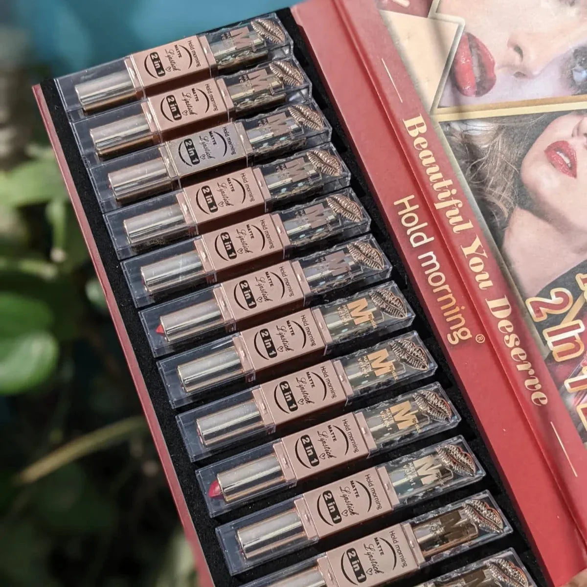 Hold Morning 2 in 1 Double lipstick 12Pcs pack Hold Morning