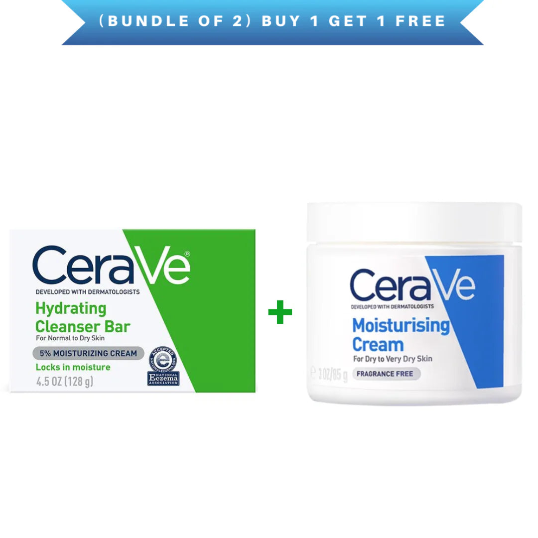 Cerave (Bundle of 2) Moisturizing Cream with Hydrating Cleanser Bar CeraVe