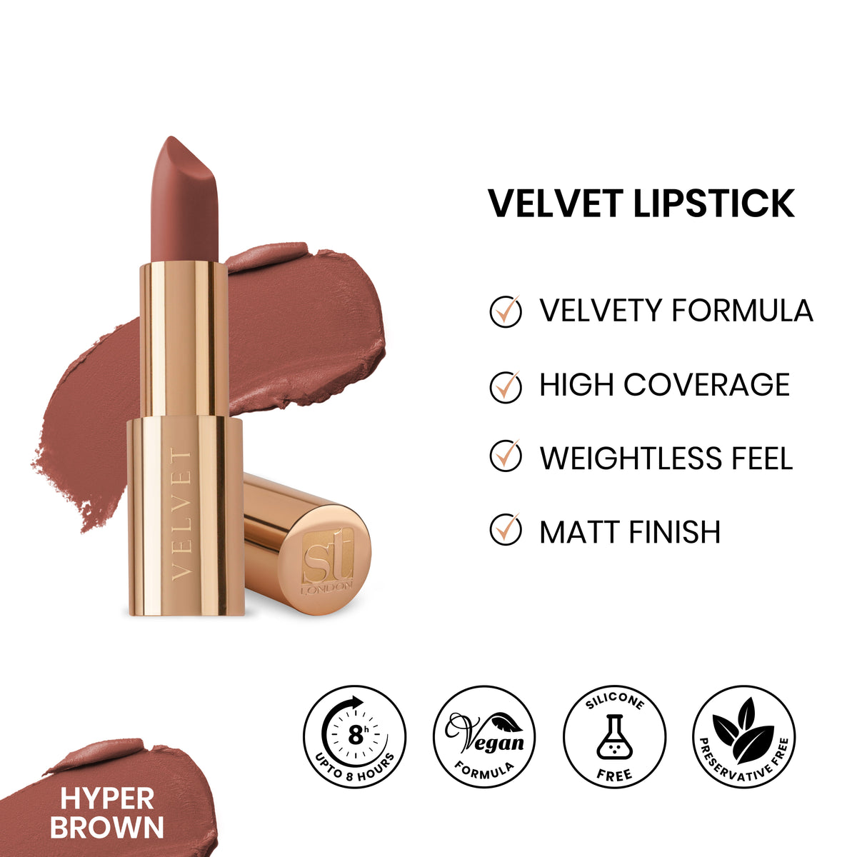 ST London - Velvet Ultra Matt Lipstick - Hyper Brown cosmia.pk