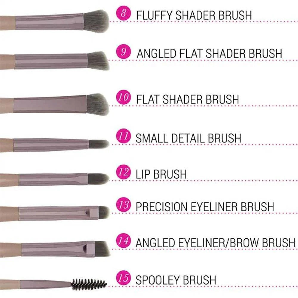 BH Cosmetics Lavish Brush Set With Cosmetic Bag - 15 Pcs BH Cosmetics
