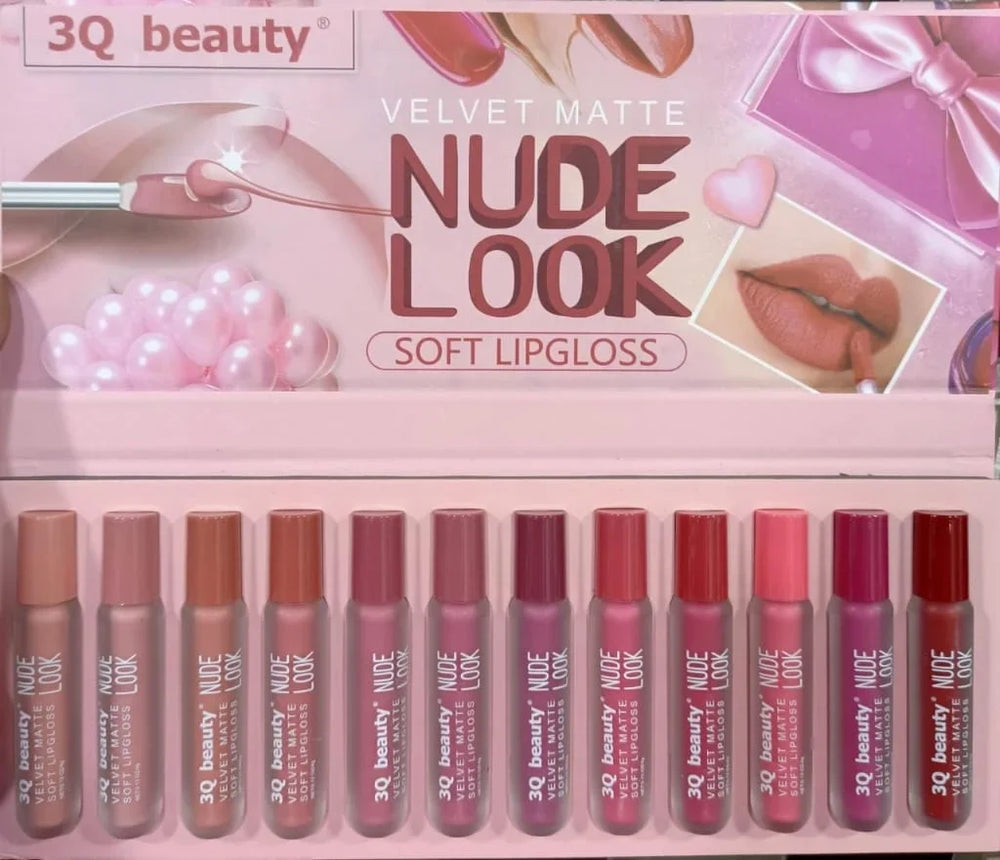 3Q Beauty Matte Velvet Lip Gloss Set of 12 3Q Beauty