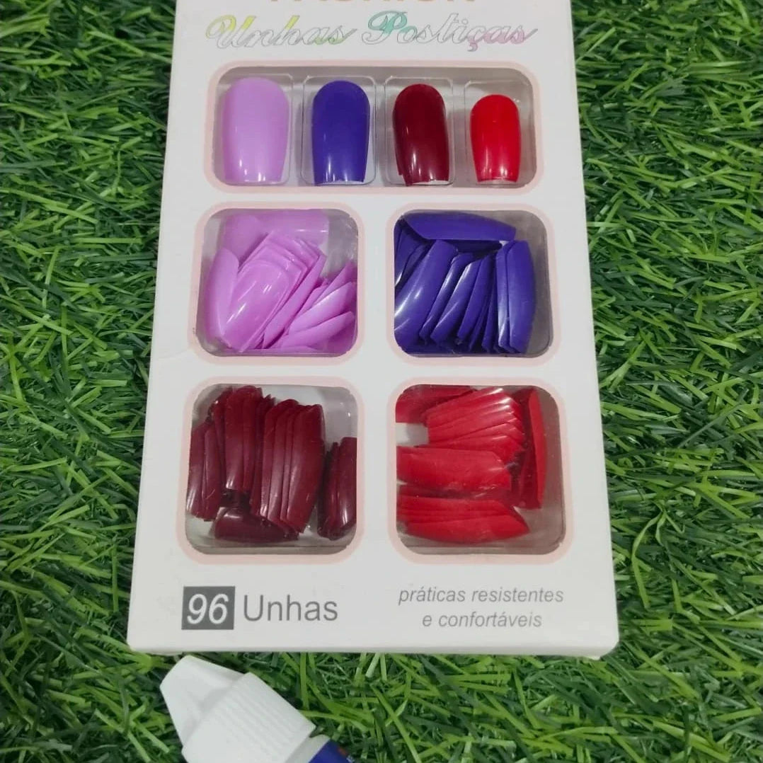 Beautiful Artificial Nails in Different Colors 96 pcs Cosmia.pk
