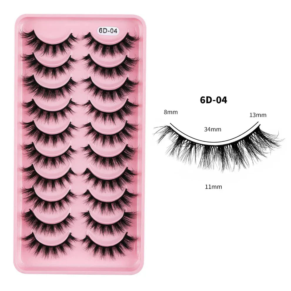 10 Pairs Mink Eyelashes 6D-04 Cosmia.pk
