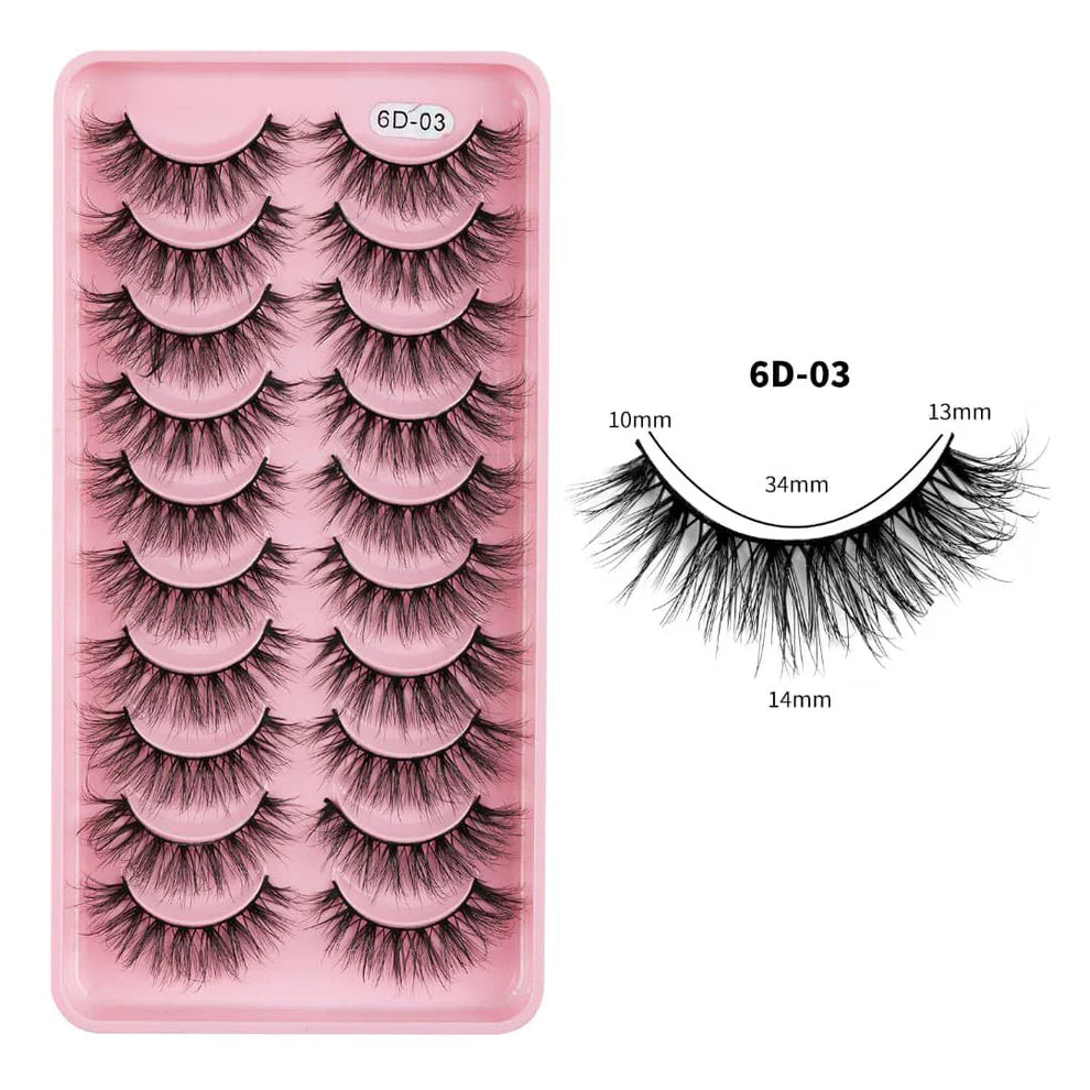 10 Pairs Mink Eyelashes 6D-03 Cosmia.pk