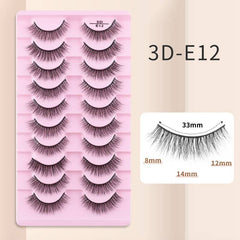 10 Pairs Mink Eyelashes 3D-E12 Cosmia.pk