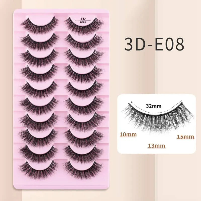10 Pairs Mink Eyelashes 3D-E08 Cosmia.pk