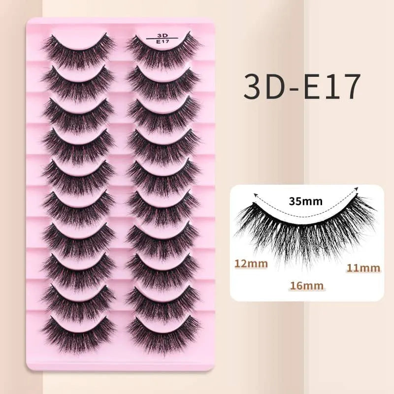 10 Pairs Mink Eyelashes 3D-E17 Cosmia.pk