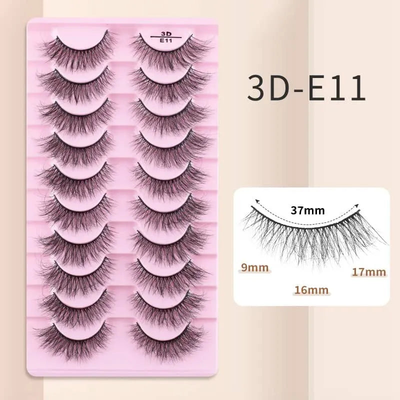 10 Pairs Mink Eyelashes 3D-E11 Cosmia.pk