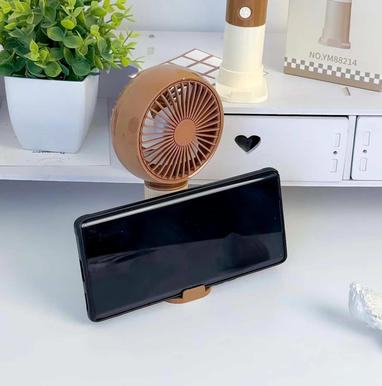 Rechargeable Portable Hand Fan - Mini USB Cooling Fan with Stand Cosmia.pk