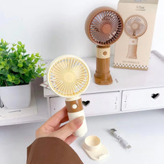 Rechargeable Portable Hand Fan - Mini USB Cooling Fan with Stand Cosmia.pk