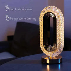 Modern Luxury Oval USB Rechargeable Crystal Table Lamp Cosmia.pk