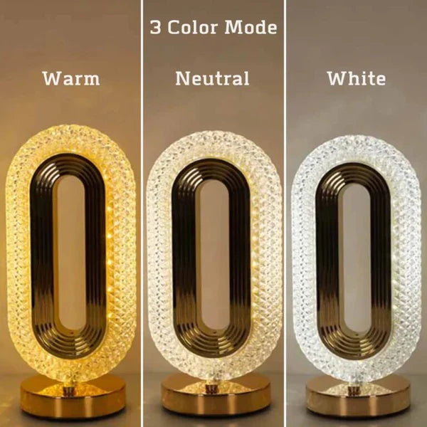 Modern Luxury Oval USB Rechargeable Crystal Table Lamp Cosmia.pk
