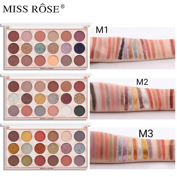 Miss Rose 12 Color Eyeshadow & 6 Color Glitter Palette Miss Rose