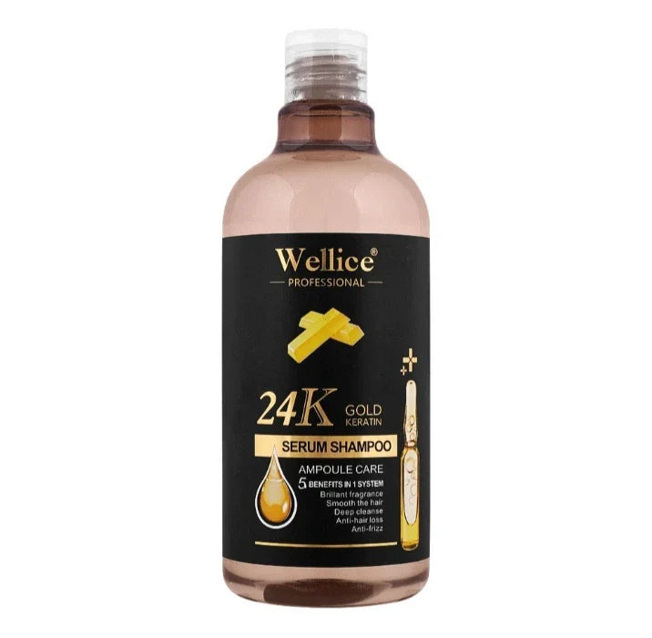 Wellice 24K Gold Keratin Ampoule Care Serum Shampoo,500ml Wellice