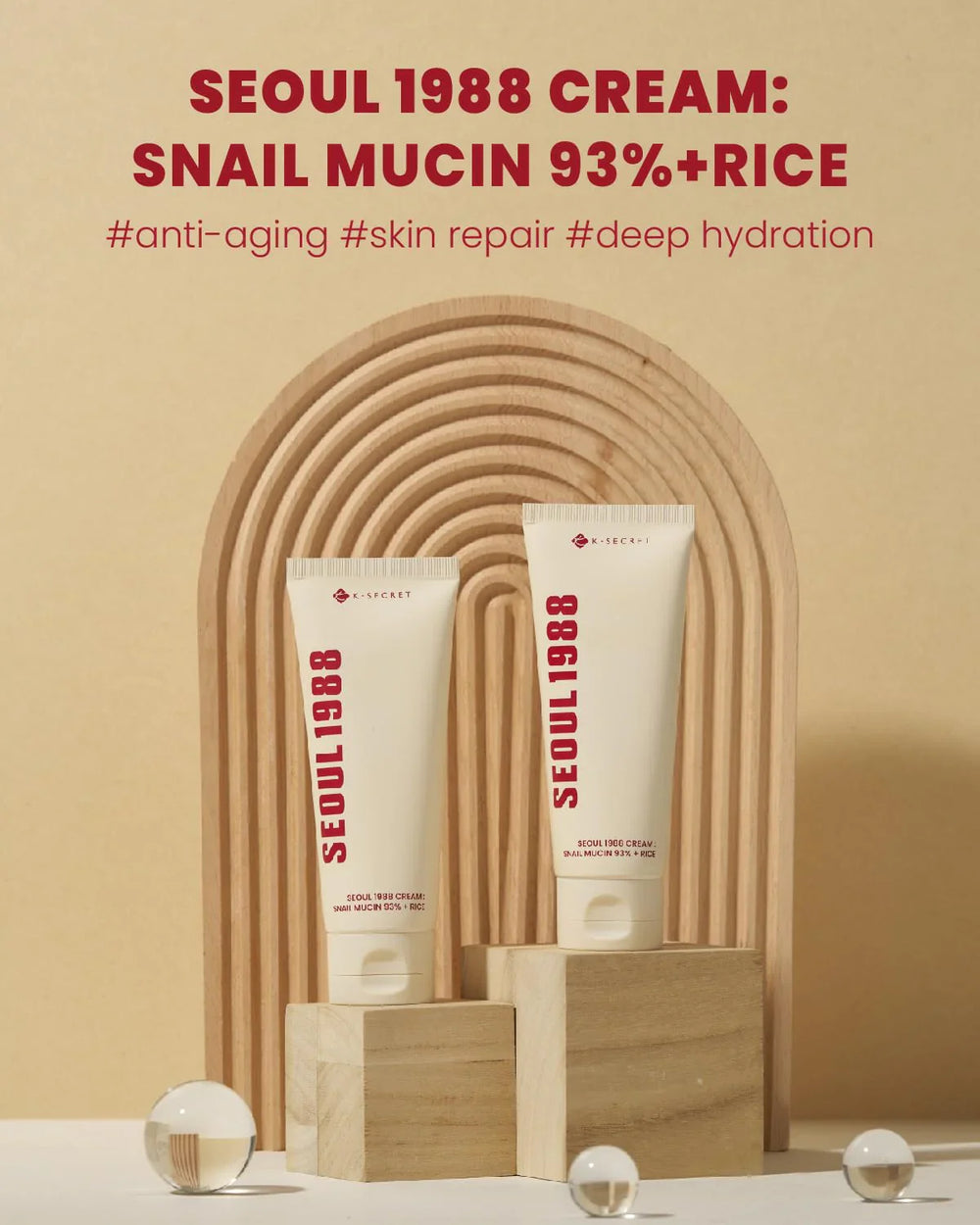K-Secret Seoul 1988 Snail Mucin 93% + Rice Cream  - 100ml - Made in Korea K-Secret