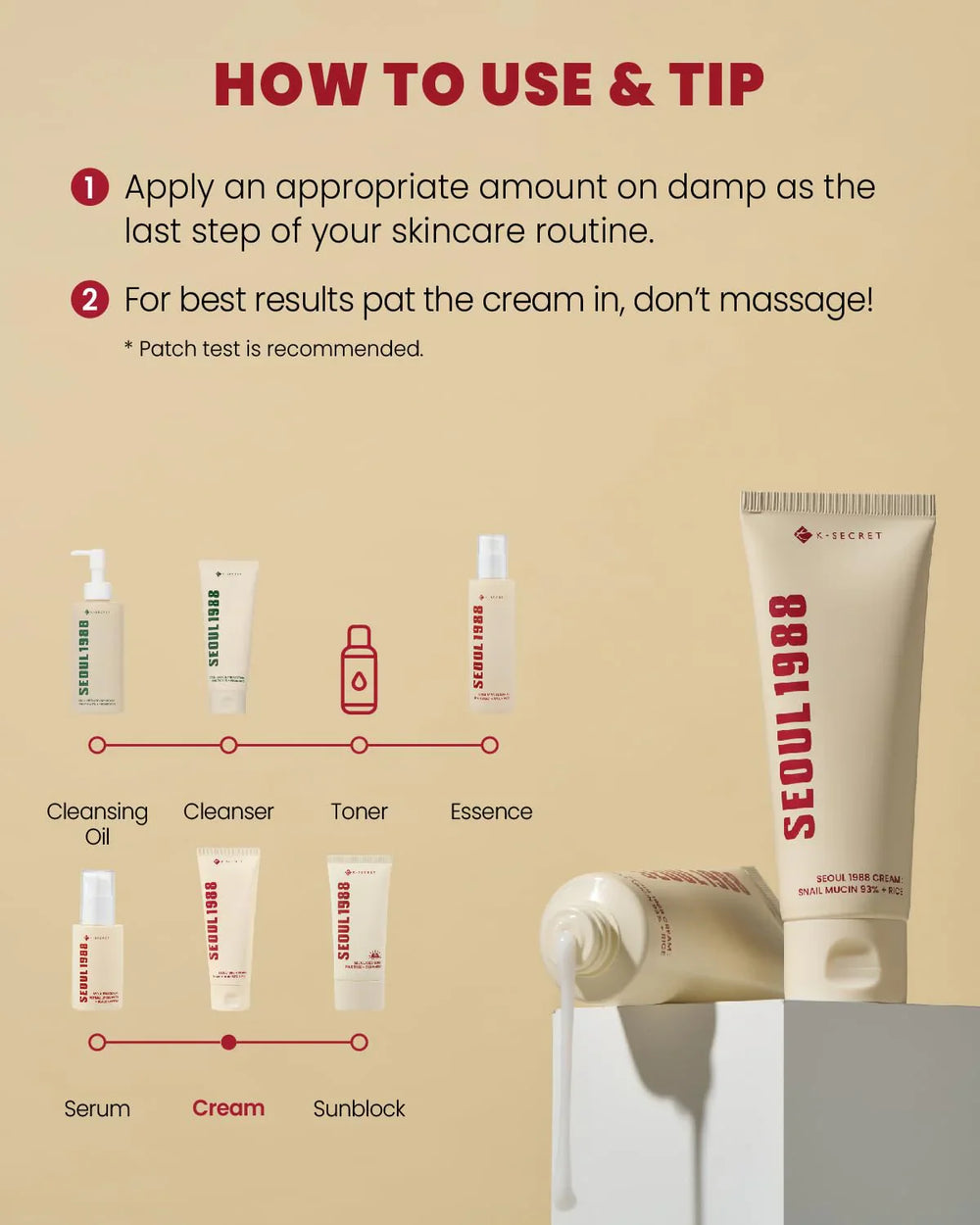 K-Secret Seoul 1988 Snail Mucin 93% + Rice Cream  - 100ml - Made in Korea K-Secret
