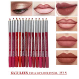 12 Pcs KATHLEEN Long Lasting lipliner Thick Pencil Red Set