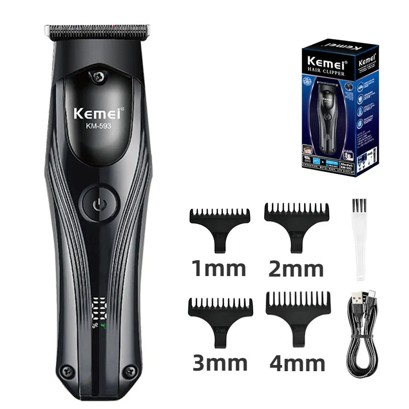 KM-593 Trimmer WIth Digital Display Display & Lithium Batteries Kemei