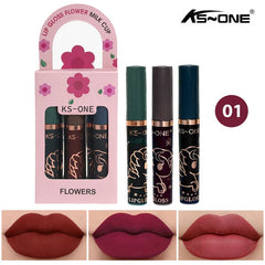 KS-ONE 3 Pcs Lip Gloss Flower Milk Cup Set KS-ONE