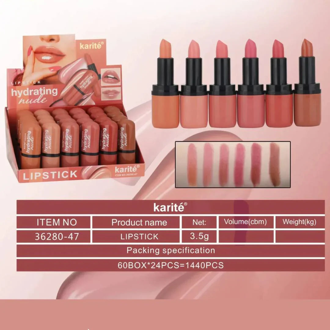 Karite Hydrating Nude Lipsticks 6Pcs Set Karite