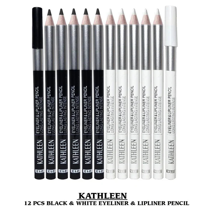 Kathleen 12 Pcs Black And White Eye liner Pencil KATHLEEN