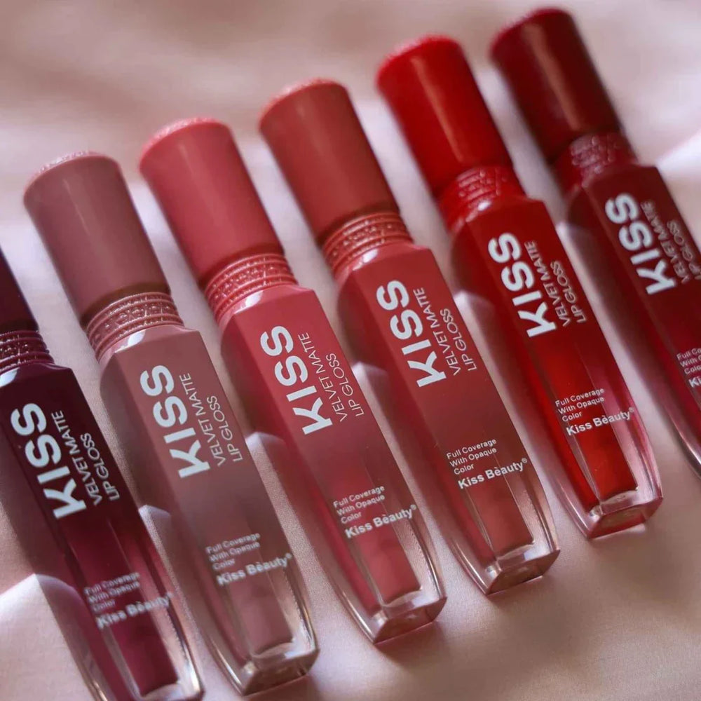 Kiss Beauty Velvet Matte Lip Gloss 6 Pcs Set Kiss Beauty