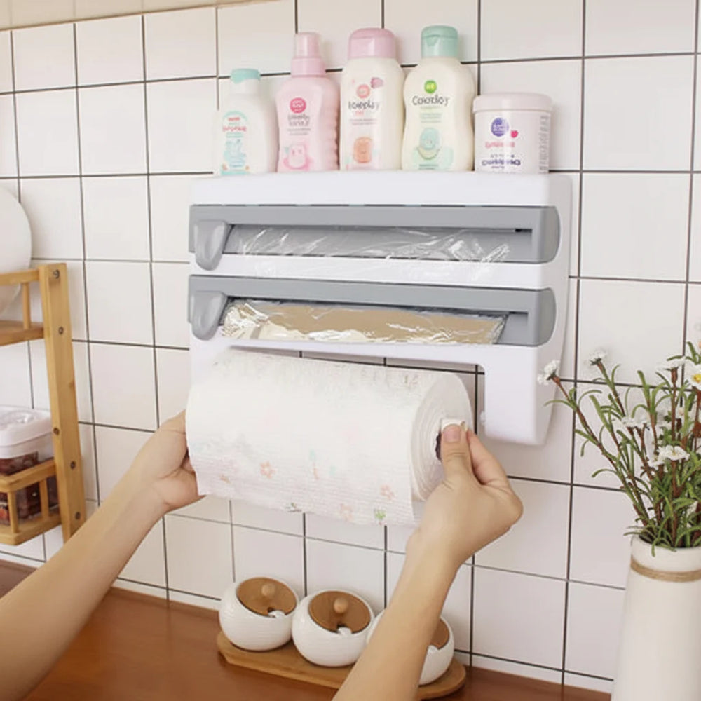 4 in 1 Wall-Mounted Foil, Cling Film & Paper Towel Holder Cosmia.pk