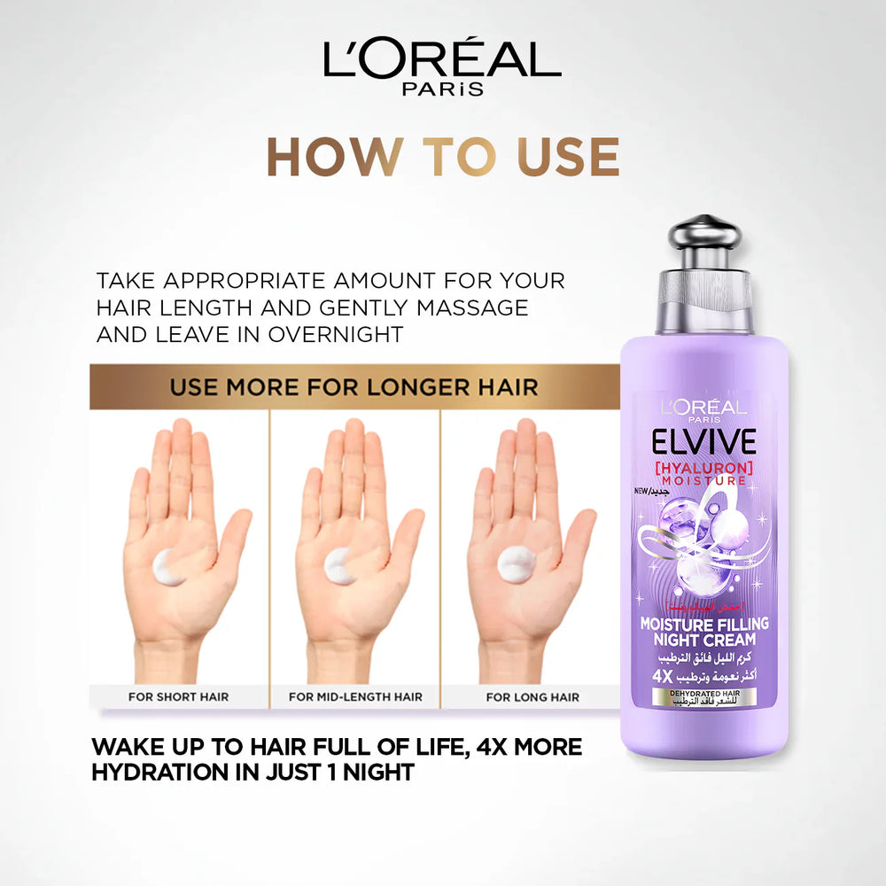 LOreal Paris - Elvive Hyaluron Moisture - Moisture Filling Night Cream - 200ml Loreal Paris