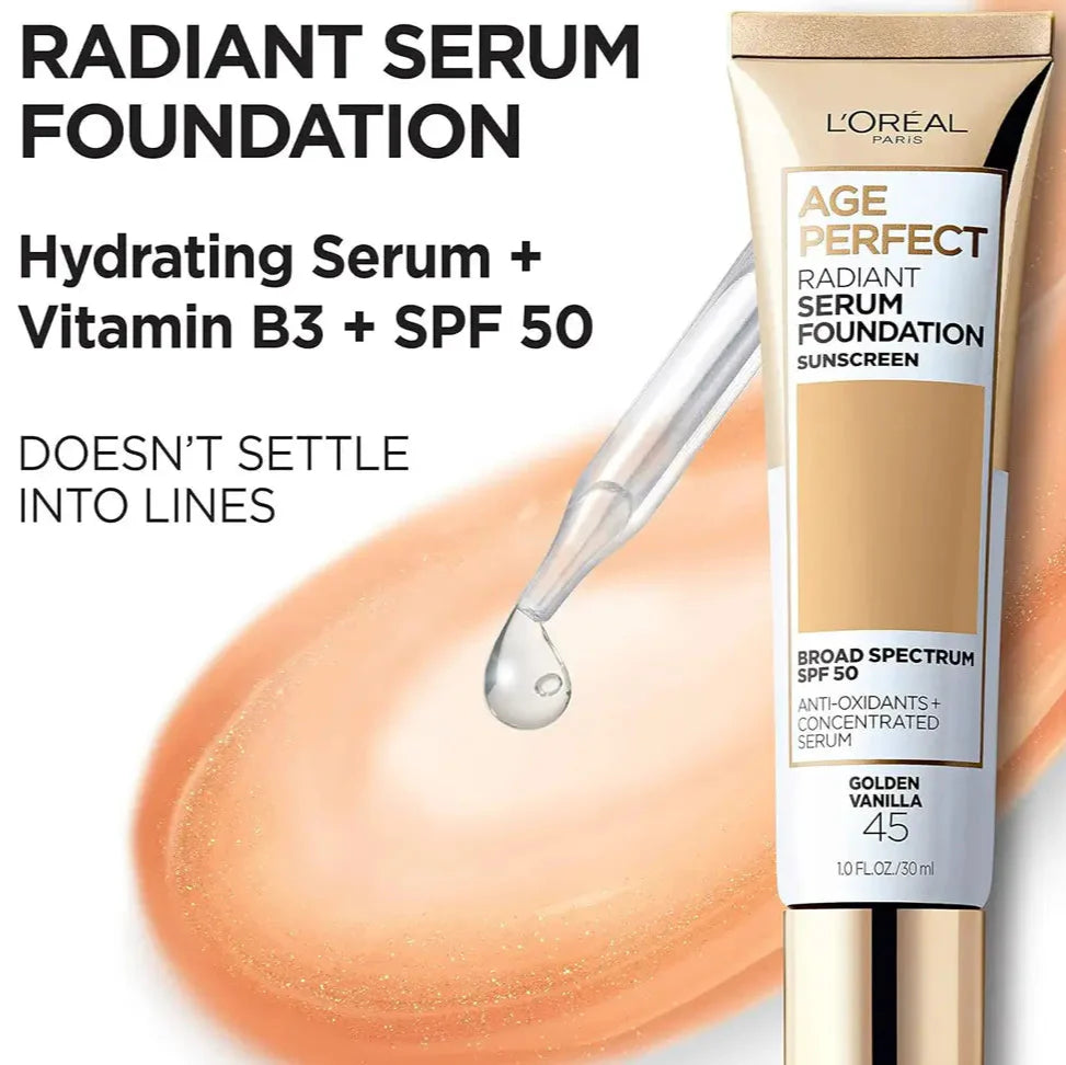 L'Oreal Paris Age Perfect Radiant Serum Foundation with SPF 50 - 30ml Loreal Paris