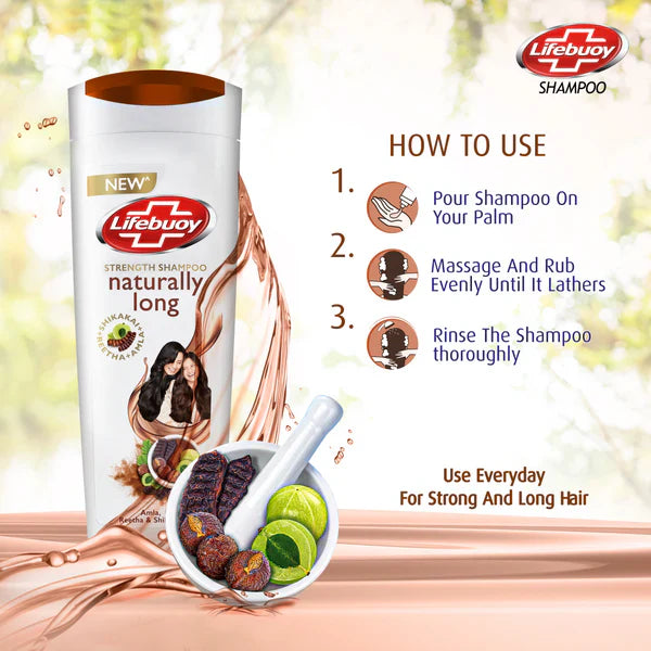 Lifebuoy Naturally Long Amla Reetha & Shikakai Strength Shampoo, 90ml Lifebuoy
