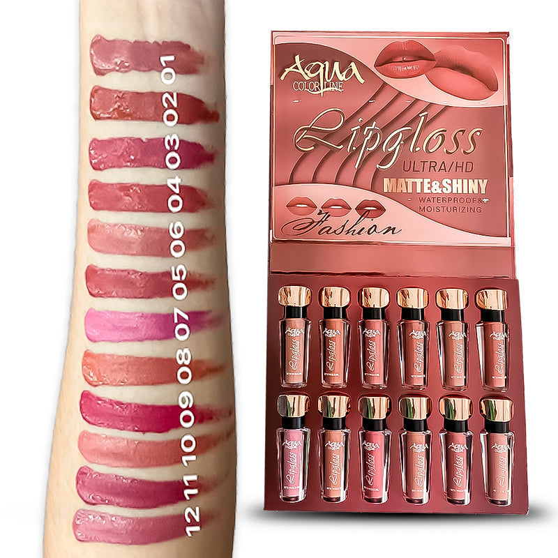 Aqua Color Line 12 Pieces Lip Gloss Aqua Color Line