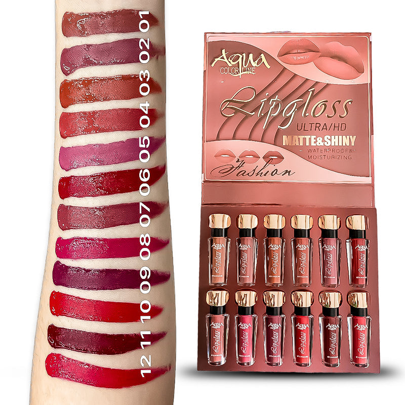 Aqua Color Line 12 Pieces Lip Gloss Aqua Color Line