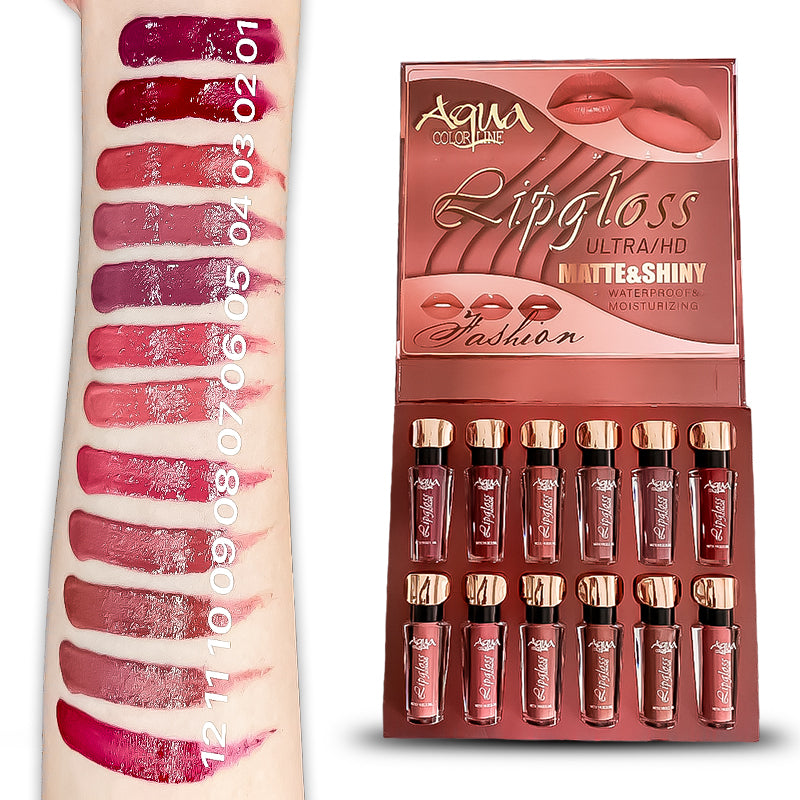 Aqua Color Line 12 Pieces Lip Gloss Aqua Color Line