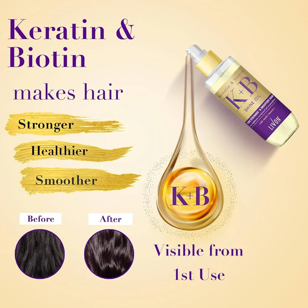 Livon Keratin & Biotin Smoothing Serum Oil - 100ml Livon