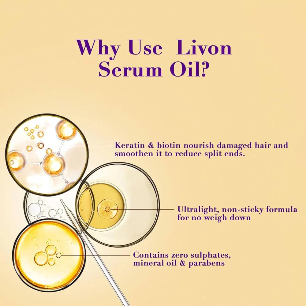 Livon Keratin & Biotin Smoothing Serum Oil - 100ml Livon