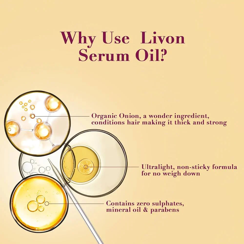 Livon Organic Onion Repairing Serum Oil For Stronger and Thicker Hair - 100ml Livon
