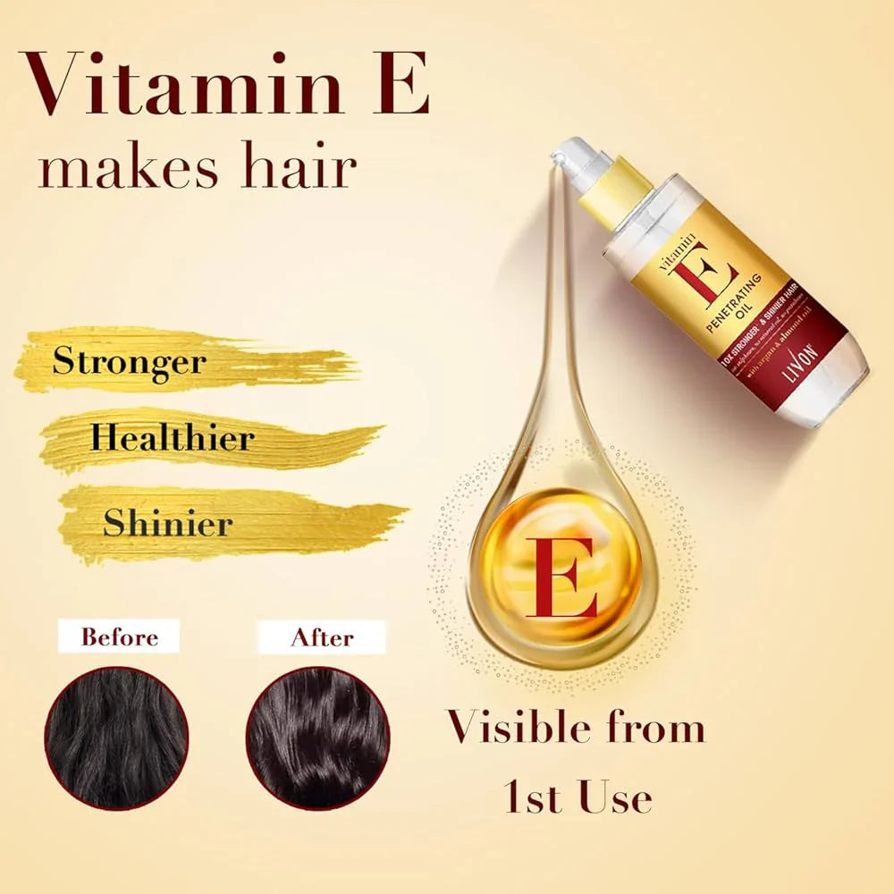 Livon Vitamin E Penetrating Serum Oil For Stronger & Thicker Hair - 100ml Livon