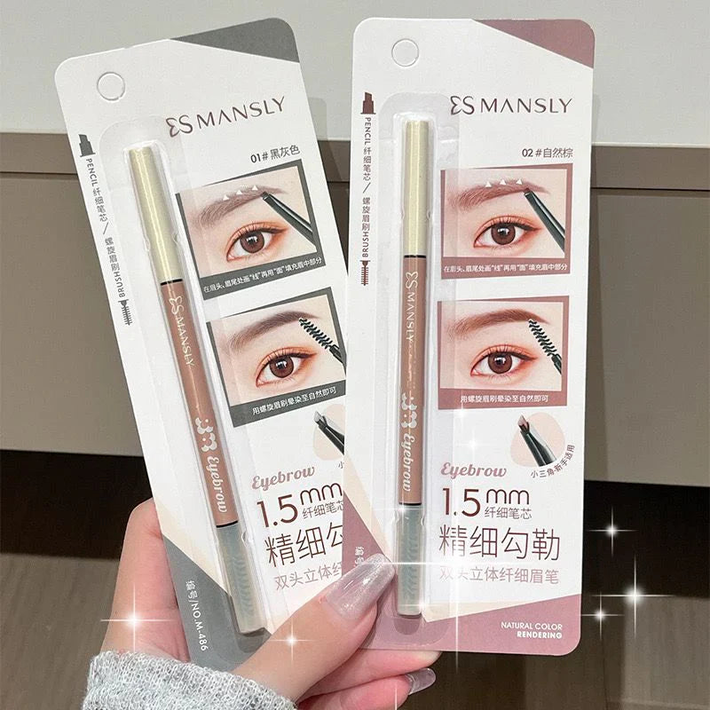 MANSLY 2 In 1 Eyebrow Pencil Natural Waterproof Smooth For Outlining MANSLY