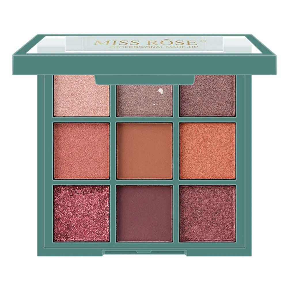 MISS ROSE  Pearlescent Powder Matte Eyeshadow Palette - 9 Colors Miss Rose