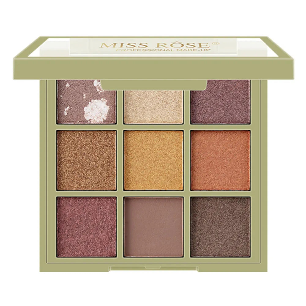 MISS ROSE  Pearlescent Powder Matte Eyeshadow Palette - 9 Colors Miss Rose