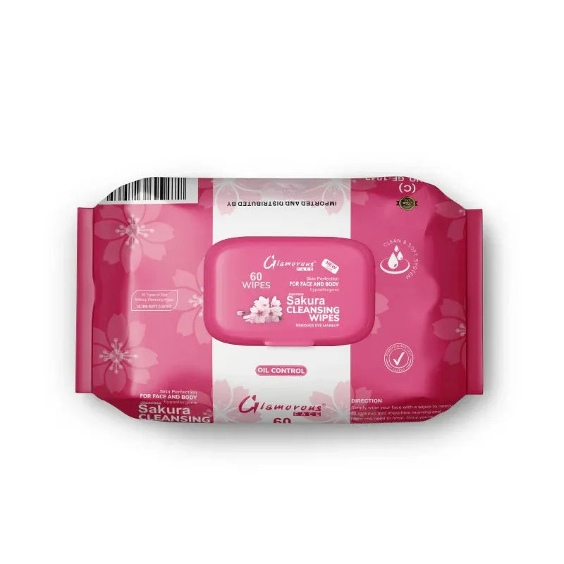 Glamorous Face Cleansing Makeup Remover Wipes Large 60 Pieces Glamorous Face
