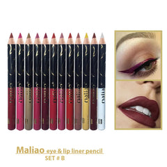 Maliao 12 Pcs Eye & Lip Liner Pencil Maliao