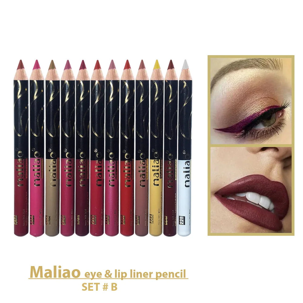 Maliao 12 Pcs Eye & Lip Liner Pencil Maliao