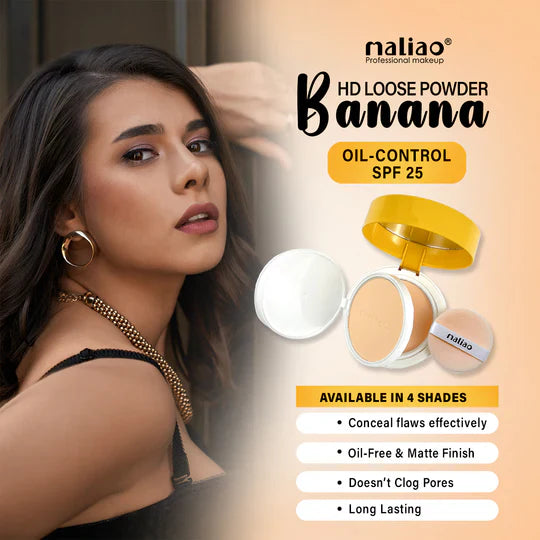 Maliao Banana HD 2 IN 1 Oil-Control Face Powder Compact - Matte Finish Maliao