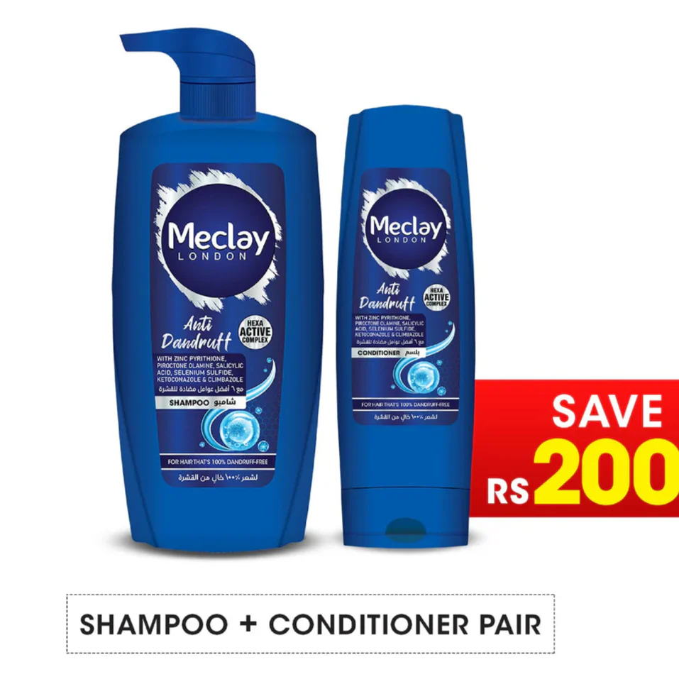 Meclay London Anti Dandruff Shampoo 660ml + Conditioner Pair Box (Save Rupees 200) Meclay London