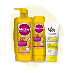 Meclay London Soft & Silky Shampoo - 660ml With Conditioner - 180ml + Mec Brightening Lemon Face Wash Pair Box (Save Rupees 250) Meclay London